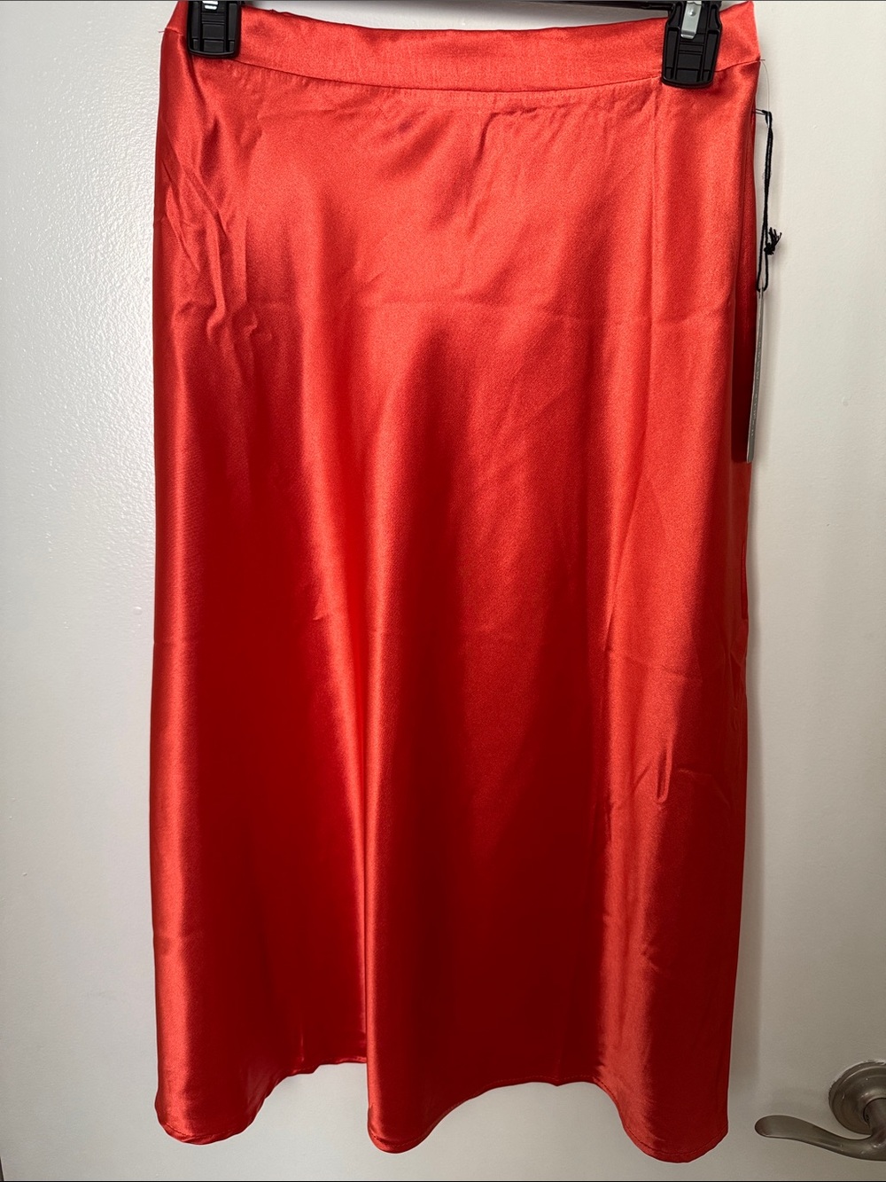 Haute Monde Red Satin Midi Slip Skirt